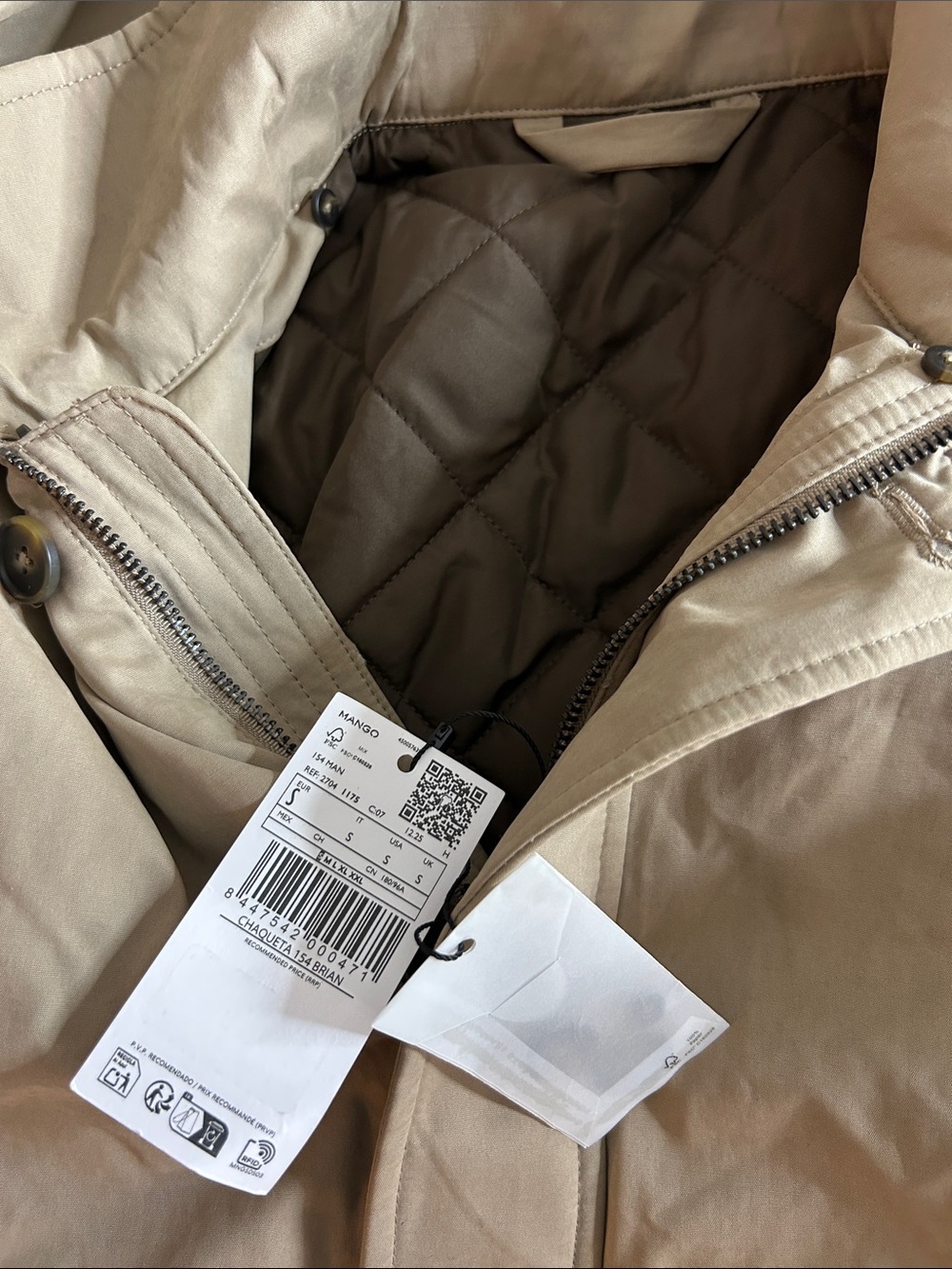 NWT (size small) MANGO QUILTED JACKET WITH SHEARLING-EFFECT COLLAR - Picture 10 of 13